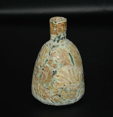 Ancient Roman Glass Bottle Decorated with Engraved Motifs Ca. 1st-2nd Century AD