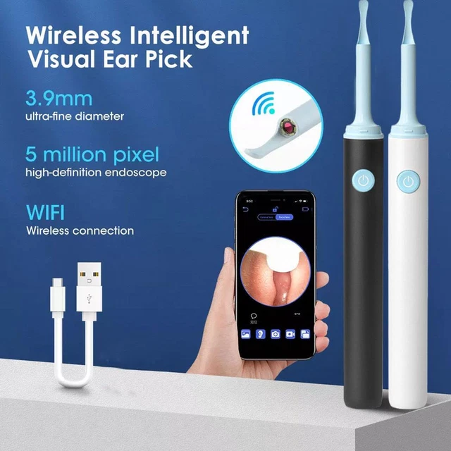 Otoscopio de carga USB 1080P HD, eliminación de cera visible Wi-Fi 2022 BONITA cuchara X7C2%