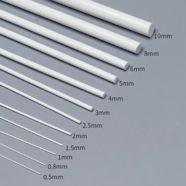 250 mm ABS barres rondes solides tiges en plastique blanc pour fournitures et ar