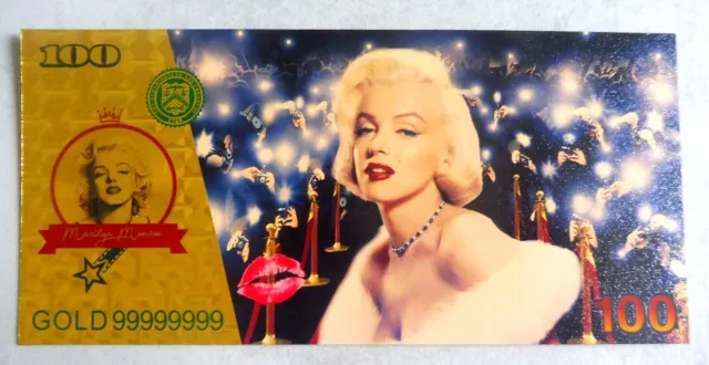 ★★ Marilyn Monroe ★ Usa ★ Billet Polymer  " Or " 100 Dollars ★ I