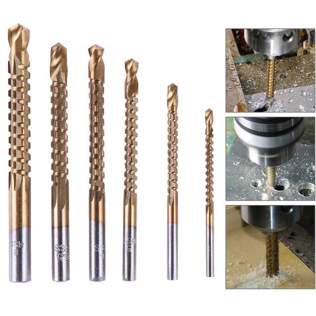 6Pcs HSS Countersink Drill Bit Titanium Coated HSS Saw Drilling Power Too;;i