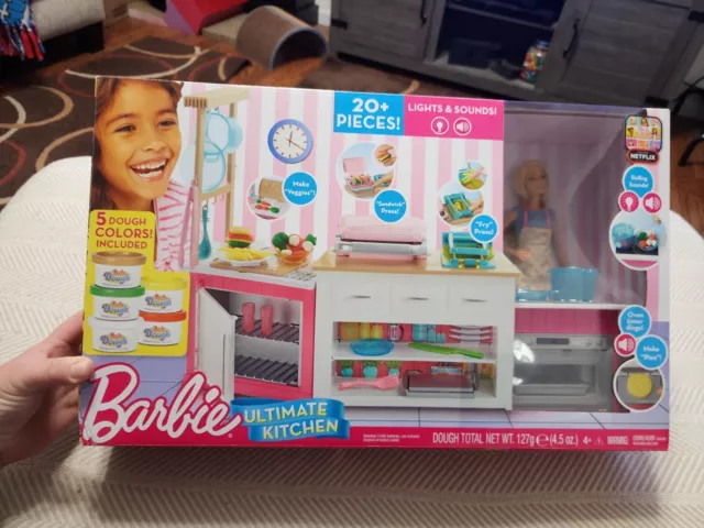 Barbie Ultimate Kitchen Playset - Doll & 20+ Accessories, Lights