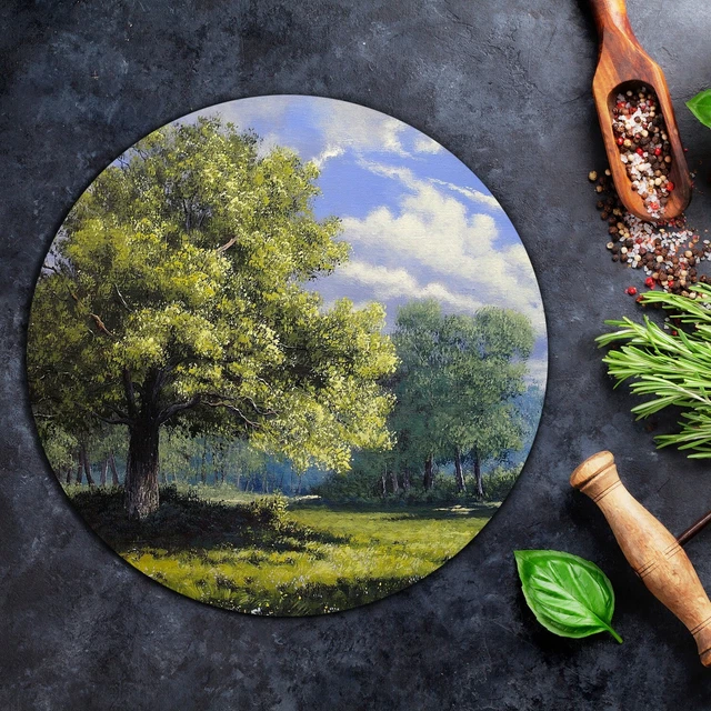 Coloray Planche À Découper Verre Trempé 40cm Protection Plaque Induction - Vue De La Montagne Vert