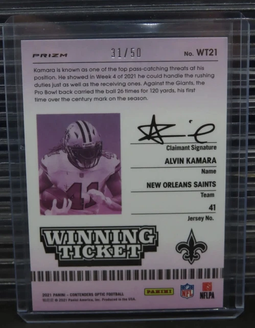 2021 Contenders Optic Alvin Kamara Winning Ticket Orange Prizm #31/50 Rare 💎🔥 2