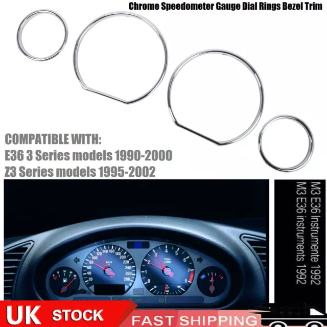 Chrome Speedometer Dial Gauge Rings Bezel For Bmw 3 Series E36 M3 Z3`