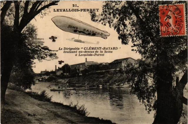 CPA LEVALLOIS PERRET Le Dirigeable Clément Bayard evoking above (413236)