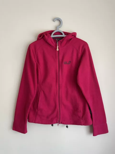 JACK WOLFSKIN Women's Polartec Fleece Full-zip Hoodie in Pink/Raspberry, Size M