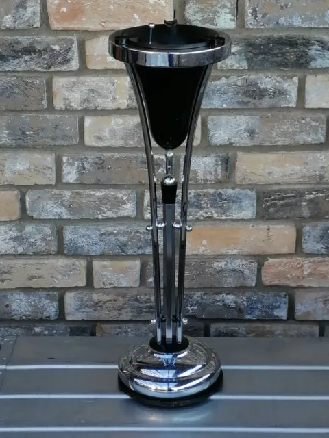 Art déco Standaschenbecher ca. 63 cm hoch, schwarz, chrome Bakelit Metall Antik