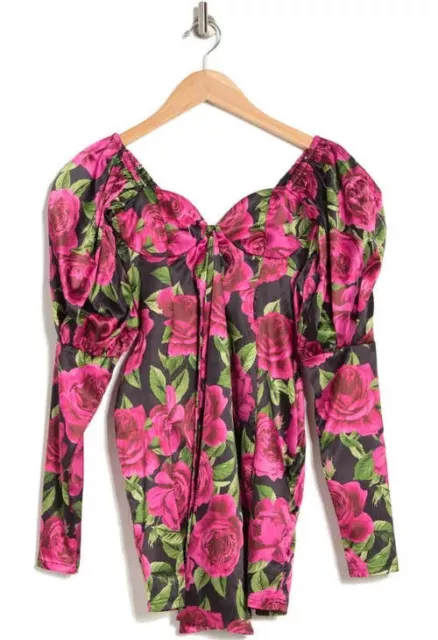 ASOS NWT Womens Pink Multi Floral Long Sleeve Mini Dress w Bustier Sz 4P 🌸CHIC 2