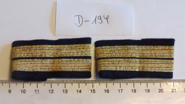 Luftfahrt Rangschlaufe 2 Balken golden schmal kurze Form 1 Paar (d194)