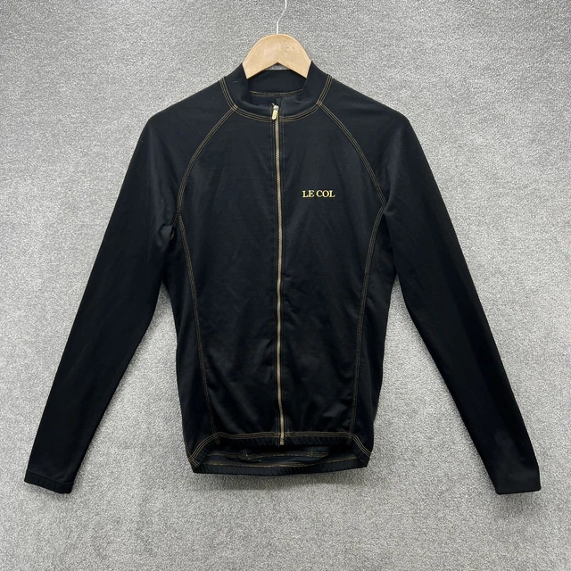 LE COL JERSEY Mens Extra Large Black Gold Cycling Long Sleeve Full