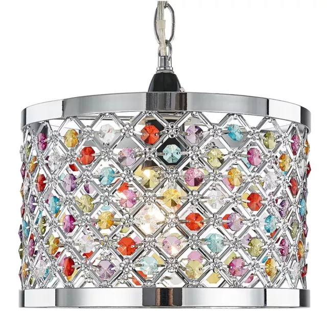 Modern Sparkly Ceiling Pendant Light Shade with Multi-Coloured Beads by Happy...