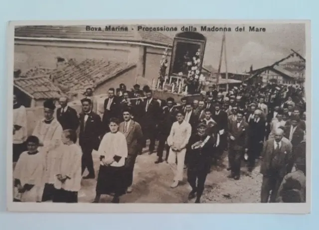 Antica Originale Cartolina BOVA MARINA - Processione Madonna del Mare - Reggio
