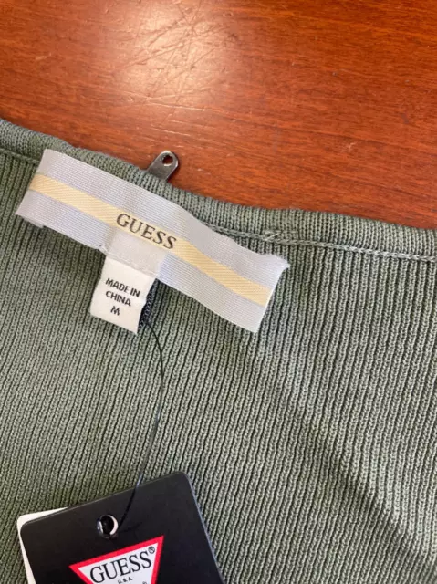 MSRP $98 GUESS Short Sleeve Charlotte Sweater Dress Green Size Medium (TORN) 2