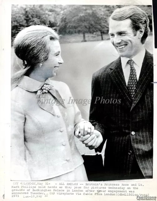 1973 Wire Royalty Princess Anne Mark Phillips London Buckingham 8X10 Press Photo