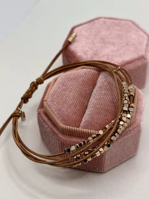 BN Tan Brown Leather Rose Gold Plated FOSSIL Branded Bracelet