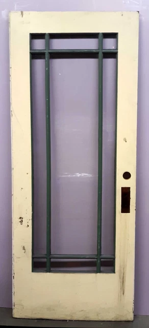31.5"x79.5" Antique Vintage SOLID Wooden Exterior Entry Door Windows Wavy Glass