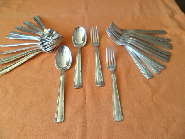 Coffret 12  Couverts de table "  ART DECO "  metal argenté ( 24 pieces )