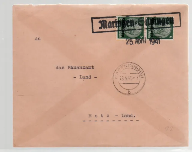 Lothringen, Fernbrief mit MeF. Mi.-Nr 4, mit Notstempel 25.04.41.