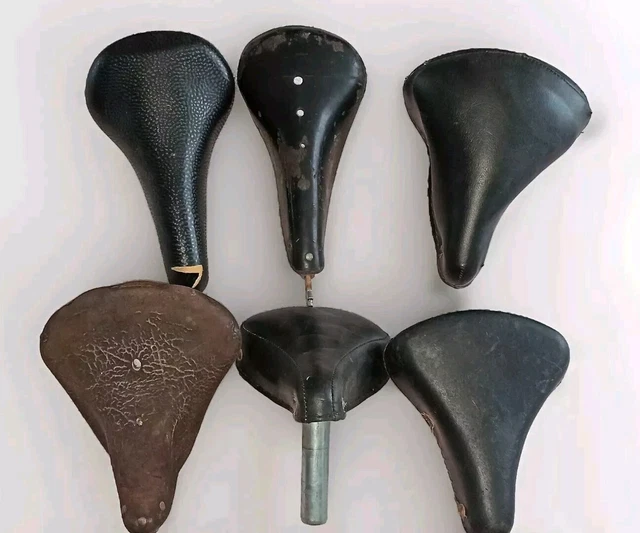 Ancienne longue selle vélo course cuir marron marque