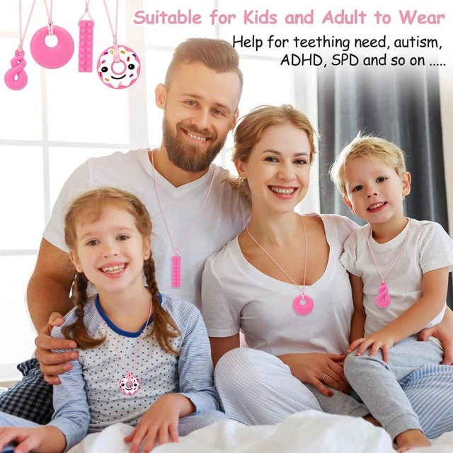 4PCS Kids Adults Chewing Necklace ADHD Autism Biting Sensory Chew Teething Toys