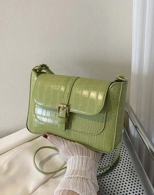 Sac À Main À Bandoulière Vert Clair Crocodile En Similicuir Femme Épaules Mode