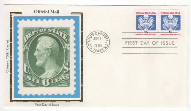 SSS:  Colorano Silk  FDC 1988  15c  Official Mail  Coil     Sc# O138A