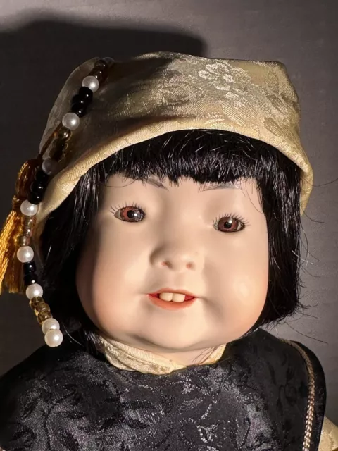 Vintage 1987  Kestner JDK 243 Reproduction Porcelain Asian baby Doll Signed MJW
