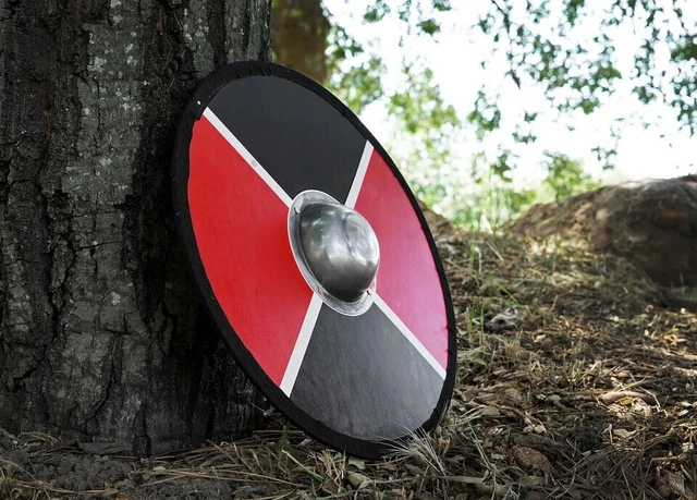 Battle-Ready Viking Valhalla Wooden Shield with Heavy Metal Fittings New Gift De