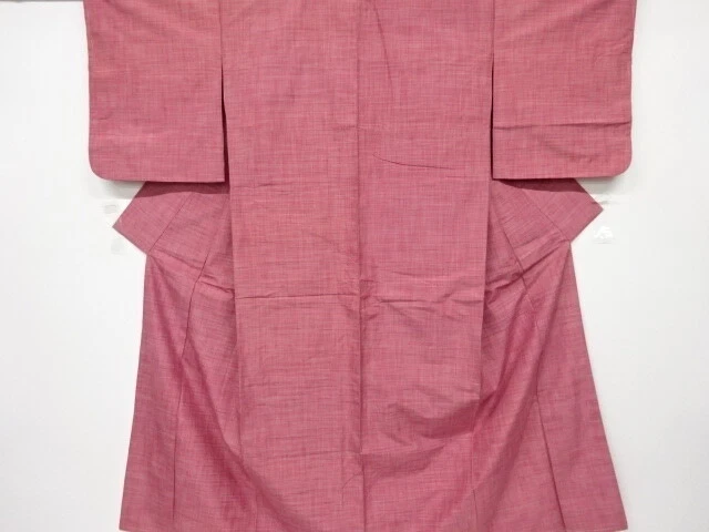 6700091: Japanese Kimono / Antique Kimono / Tsumugi / Woven Grid