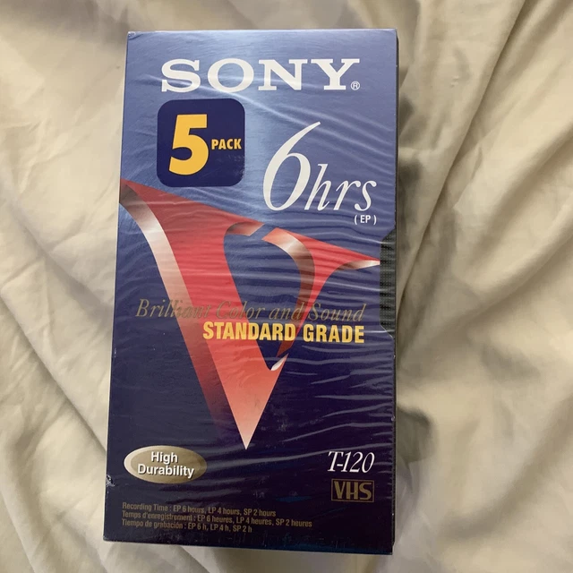 Sony T-120 VHS Blank Tapes 4 Pack Premium 6 Hours EP New Sealed