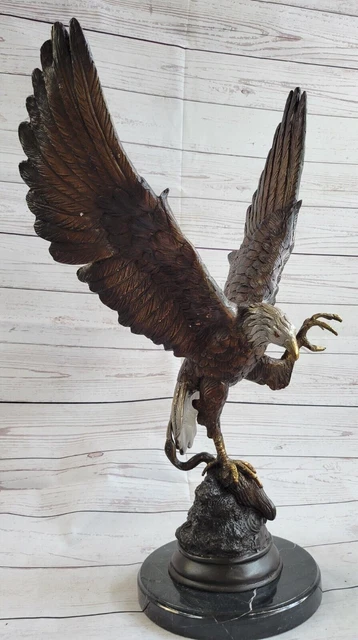 LARGE EAGLE BRONZE  cast iron base EAGLE sculpture statue Hot Cast Figure Decor