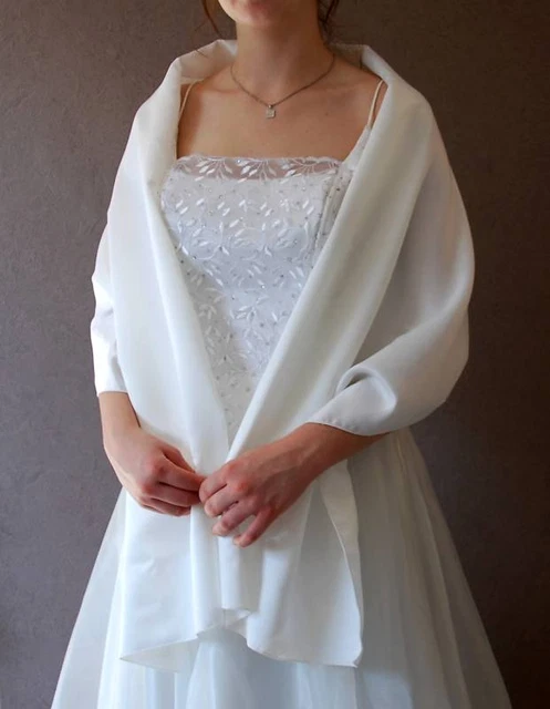Brautjacke Bolero Stola Aus Chiffon Und Satin Breite Ärmel Viele Farben