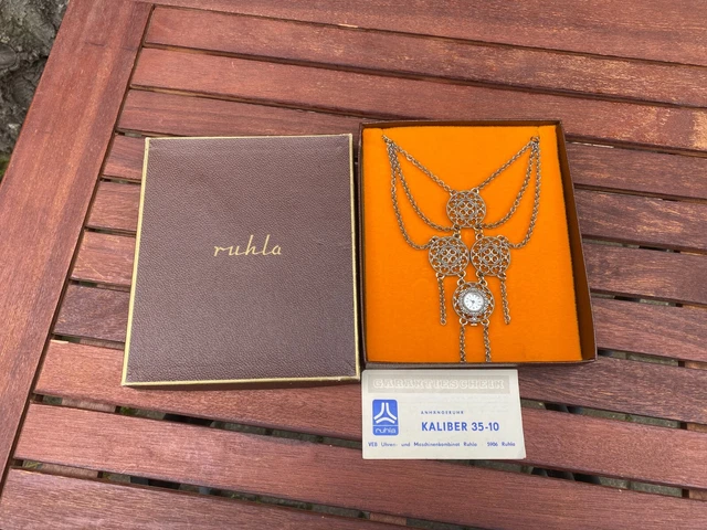 Ruhla Anhängeruhr Kettenuhr Uhr an Kette Kaliber 35-10 vintage in OVP