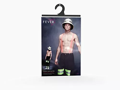 Smiffys Fever Male Firefighter Costume with Trousers and Braces Blue MEDIUM 2