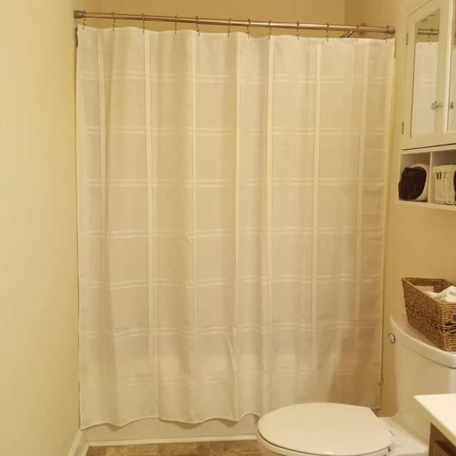 Ex-cell Home Fashions White Shower Curtain 100% Polyester RN 21581 SZ 72.5x68.25