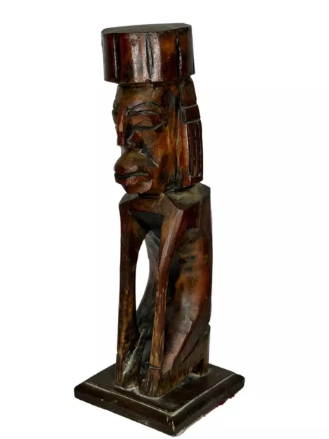 Antique Old Hand Carved Wooden Primitive Tribal  Figure Folk Art 14” Tall