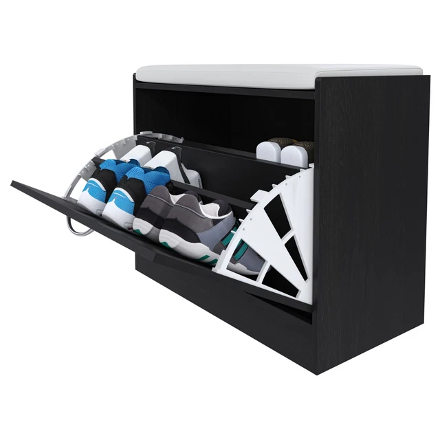 Mobile Organizzativo Corridoio Panca Portascarpe Scarpiera Da Ingresso Piccola Salvaspazio Con Cuscino Anta A Ribalta Seduta Imbottita In Ecopelle Tripla Profondità Soggiorno Casa Camera Ufficio 60 X 30 X 48 Cm (Rovere