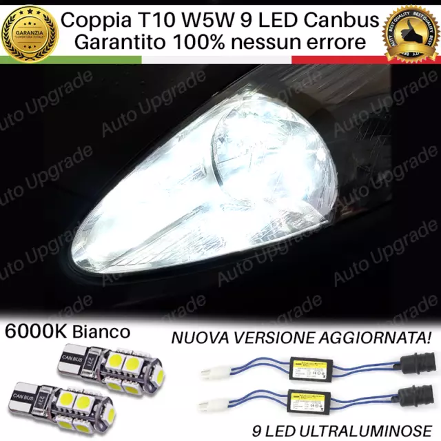 Coppia Luci Di Posizione 9 Led Ultraluminosi Per Grande Punto Evo + Spegni Spia