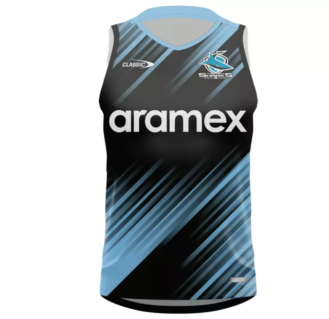 NRL 2024 Training Singlet - Cronulla Sharks - Black - Adult - Mens