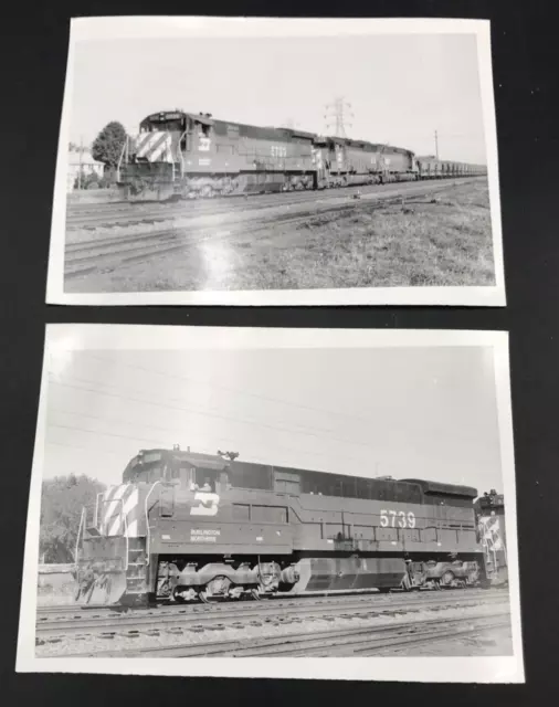 Burlington Northern Railroad BN #5739 U33C Locomotive Train B&W Photo Mulberry