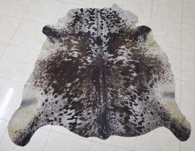 Alfombras de cuero de vaca tricolor naturales de pelo real sobre piel de vaca 6 ft x 6,51 ft