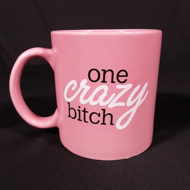 ONE CRAZY BITCH Large Ceramic Pink Coffee Mug Tea Cup
