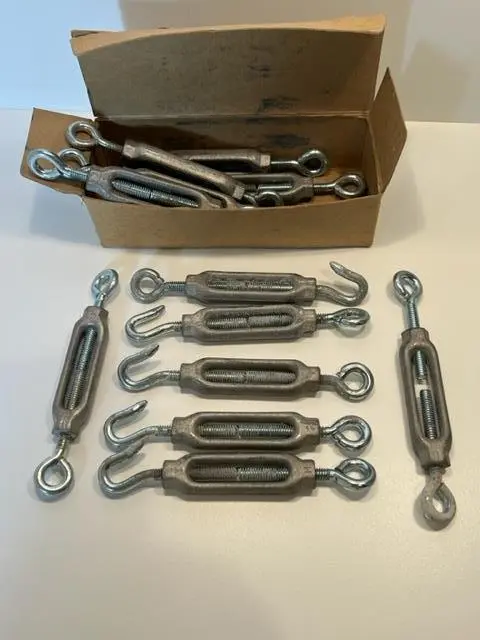 12 Assorted Hindley Aluminum Turnbuckles Hook and Eye and Eye NOS