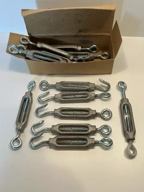 12 Assorted Hindley Aluminum Turnbuckles Hook and Eye and Eye NOS