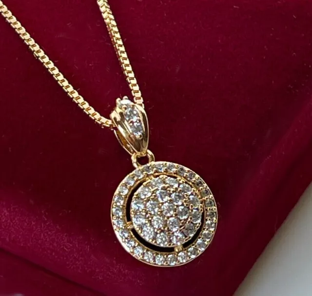 Luxus Medaillon Halskette Anhänger Zirkonia Kristalle 750er Gold 18K vergoldet