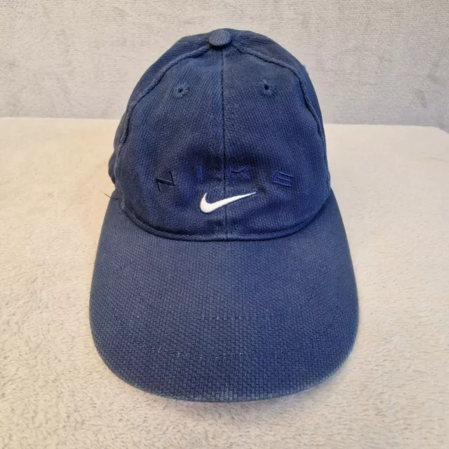 Vintage Nike Cap Hat One Size Navy Blue Spellout Centre Swoosh 90s
