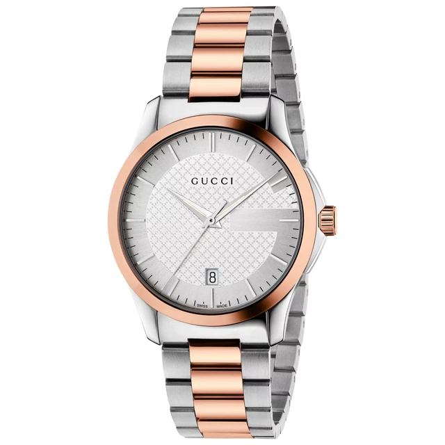 Gucci G-Timeless YA126447 Herren Tag-Date Uhr Roségold & Silber