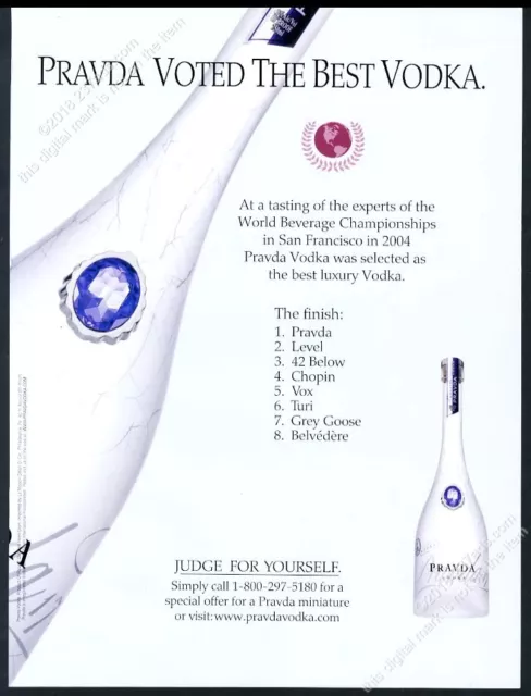 2005 Pravda Vodka bottle photo big vintage print ad