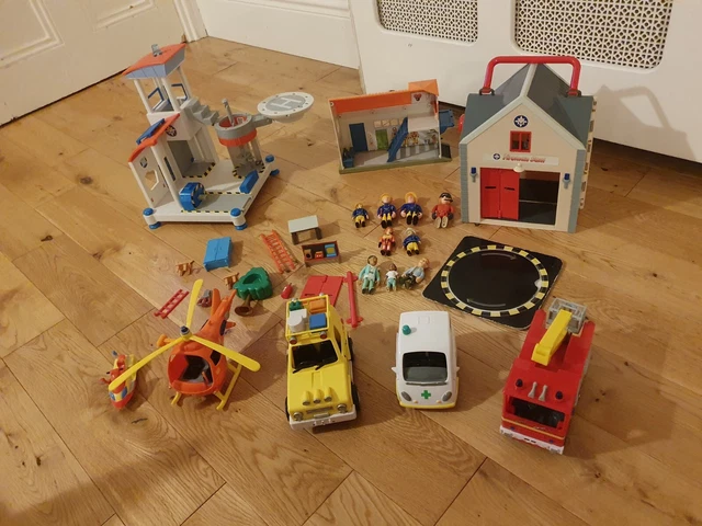 Tom Sam FIREMAN SAM BUNDLE Fire Station Jupiter Fire Engine Vehicles Figures ...